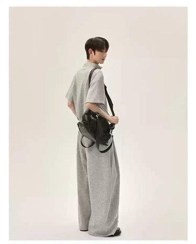 Cui Drawstring Stand Collar T-Shirt & Loose Sweatpants Set-korean-fashion-Clothing Set-Cui's Closet-OH Garments