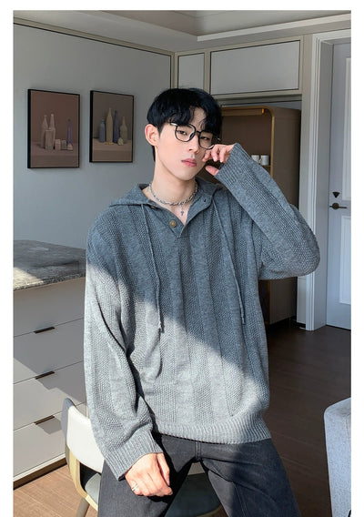 Cui Drawstring Textured Knit Hoodie-korean-fashion-Hoodie-Cui's Closet-OH Garments