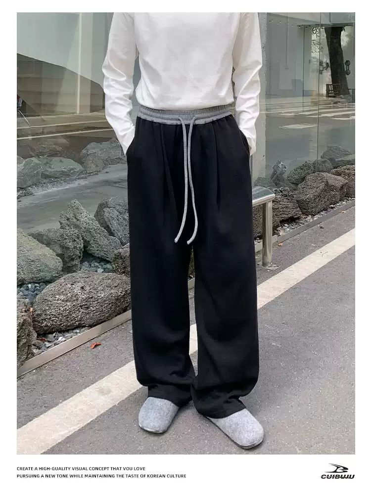 Cui Drawstring Waist Drape Sweatpants-korean-fashion-Pants-Cui's Closet-OH Garments