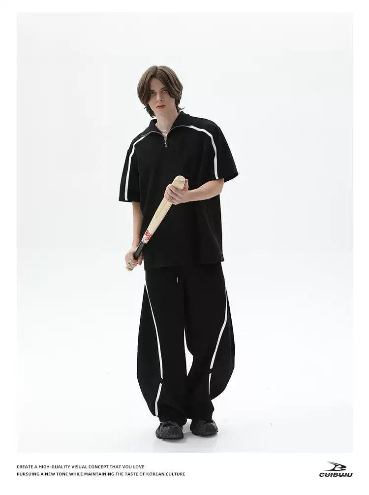 Cui Elastic Line Pleated Sweatpants-korean-fashion-Pants-Cui's Closet-OH Garments