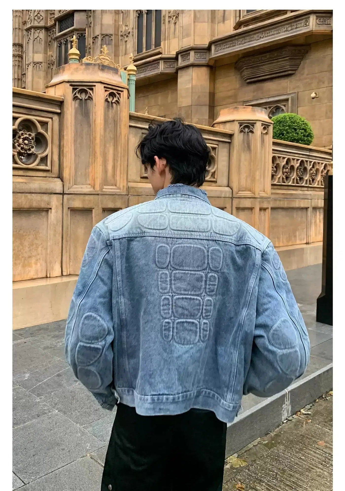 Cui Embossed Detailing Denim Jacket-korean-fashion-Jacket-Cui's Closet-OH Garments