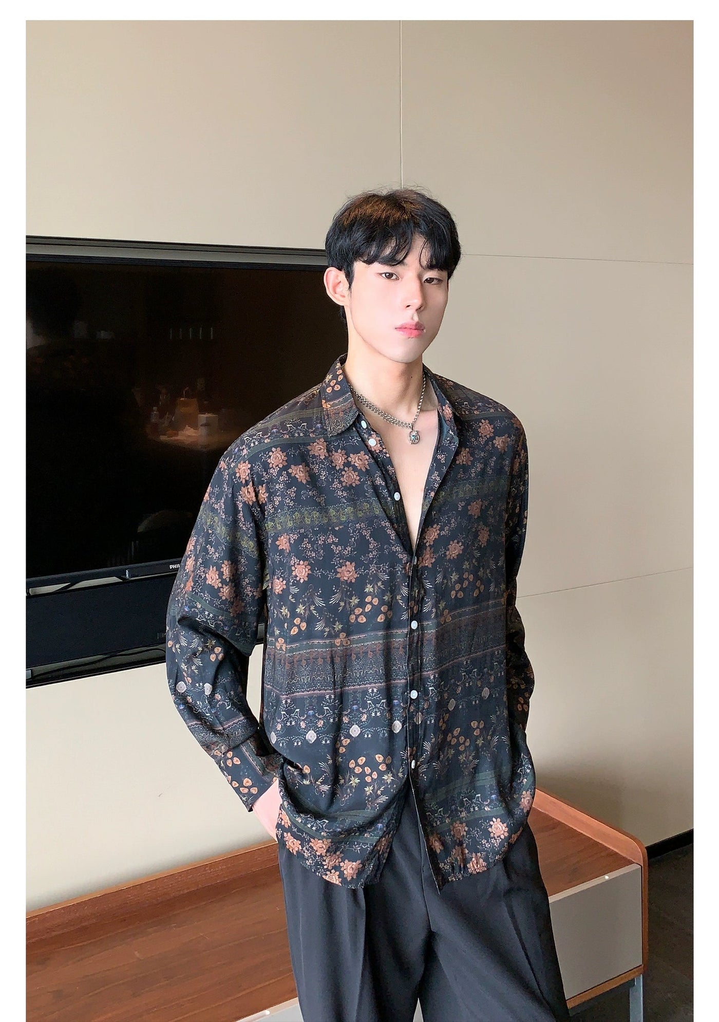 Cui Ethnic Style Floral Shirt-korean-fashion-Shirt-Cui's Closet-OH Garments