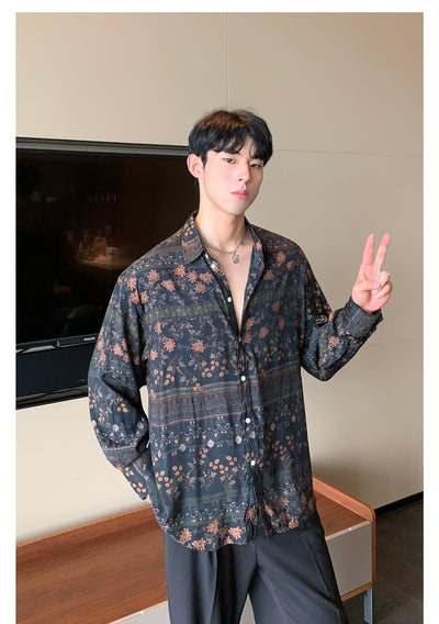 Cui Ethnic Style Floral Shirt-korean-fashion-Shirt-Cui's Closet-OH Garments