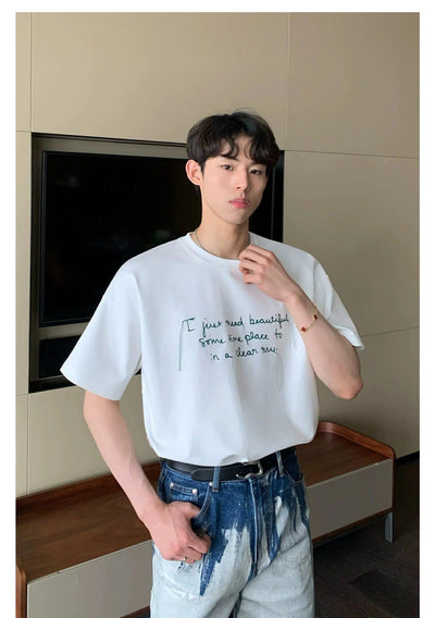 Cui Excess Threads Text T-Shirt-korean-fashion-T-Shirt-Cui's Closet-OH Garments