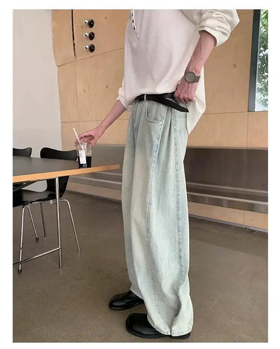 Cui Fade Highlight Straight Leg Jeans-korean-fashion-Jeans-Cui's Closet-OH Garments