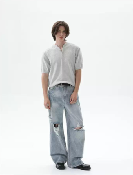 Cui Faded Ripped Knee Jeans-korean-fashion-Jeans-Cui's Closet-OH Garments