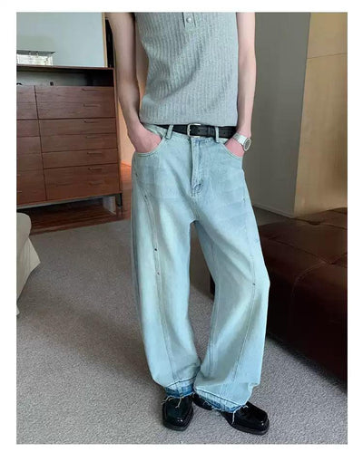 Cui Faded Structured Straight Jeans-korean-fashion-Jeans-Cui's Closet-OH Garments