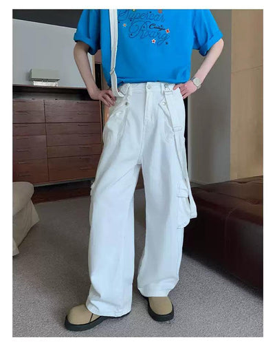 Cui Faded Suspender Cargo Jeans-korean-fashion-Jeans-Cui's Closet-OH Garments
