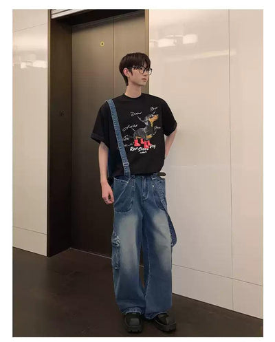 Cui Faded Suspender Cargo Jeans-korean-fashion-Jeans-Cui's Closet-OH Garments