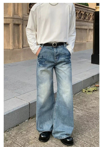 Cui Faded Thigh Wide Leg Cut Jeans-korean-fashion-Jeans-Cui's Closet-OH Garments