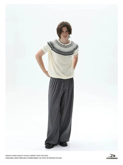 Cui Fair Isle Ribbed Knit T-Shirt-korean-fashion-T-Shirt-Cui's Closet-OH Garments