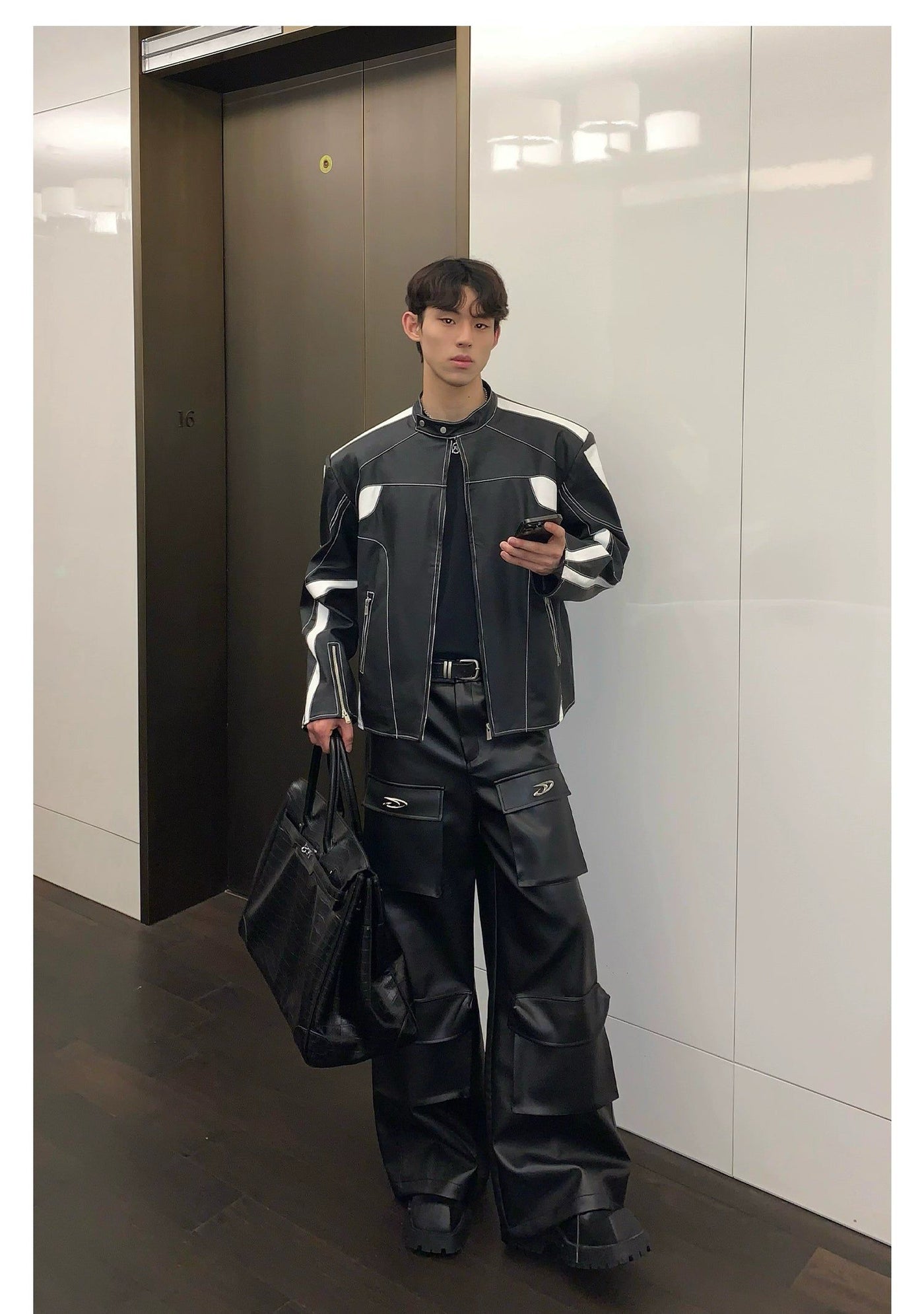 Cui Flap Pocket Cargo Leather Pants-korean-fashion-Pants-Cui's Closet-OH Garments