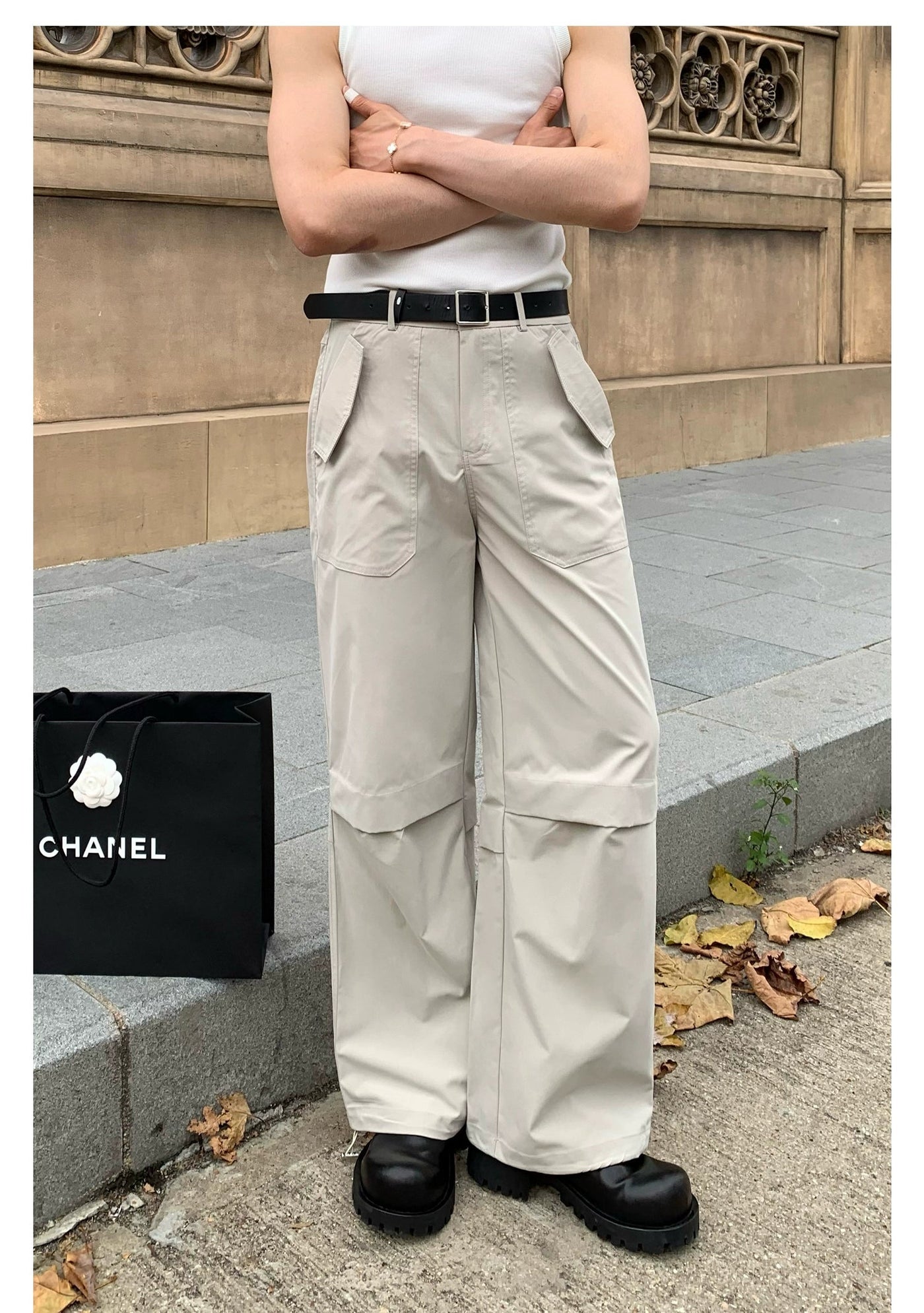 Cui Flap Pocket Track Pants-korean-fashion-Pants-Cui's Closet-OH Garments