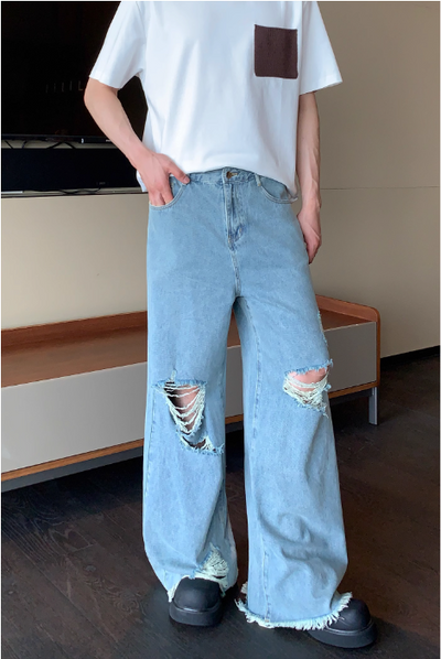 Cui Frayed Ripped Jeans-korean-fashion-Jeans-Cui's Closet-OH Garments