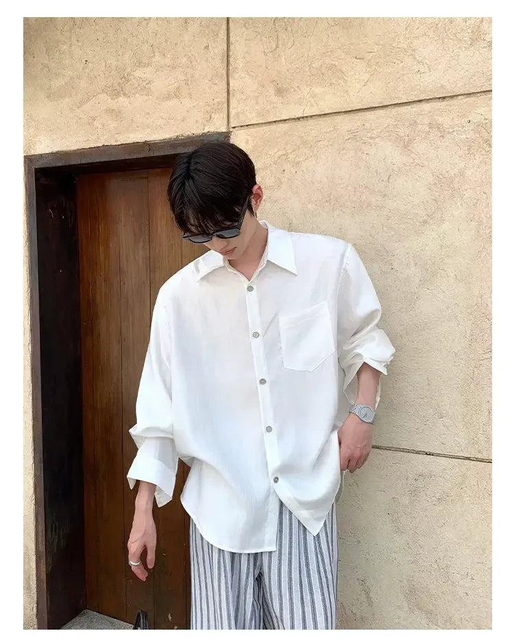 Cui Front Pocket Relax Fit Shirt-korean-fashion-Shirt-Cui's Closet-OH Garments