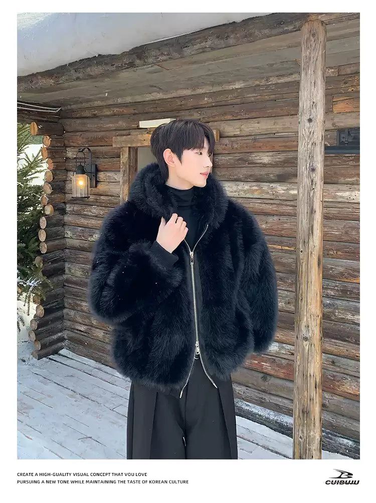 Cui Fur Hooded Zipped Jacket-korean-fashion-Jacket-Cui's Closet-OH Garments