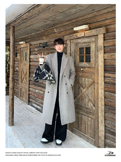 Cui Fuzzy Double Breasted Long Coat-korean-fashion-Long Coat-Cui's Closet-OH Garments