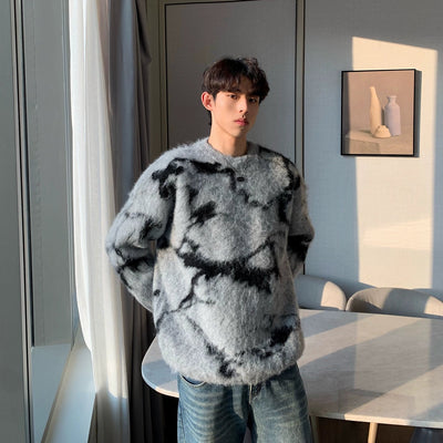 Cui Fuzzy Knit Two-Tone Sweater-korean-fashion-Sweater-Cui's Closet-OH Garments