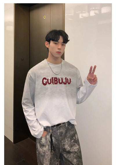 Cui Gradient Logo Long Sleeve T-Shirt-korean-fashion-T-Shirt-Cui's Closet-OH Garments