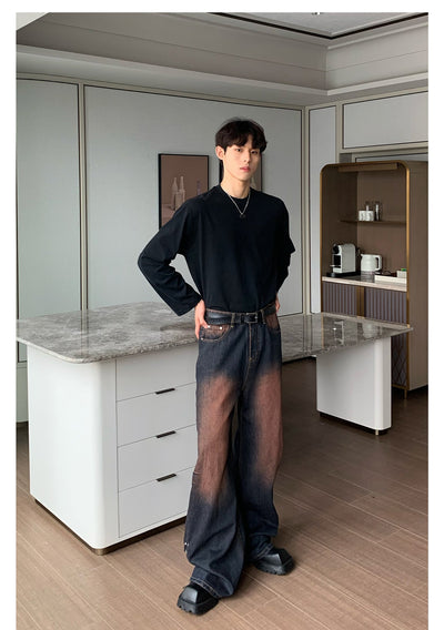 Cui Gradient Rivet Buttons Wide Jeans-korean-fashion-Jeans-Cui's Closet-OH Garments