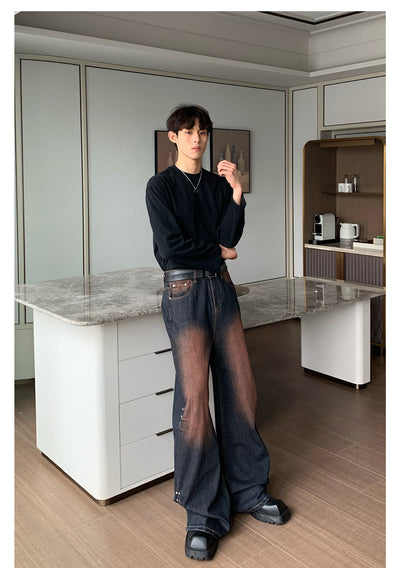 Cui Gradient Rivet Buttons Wide Jeans-korean-fashion-Jeans-Cui's Closet-OH Garments