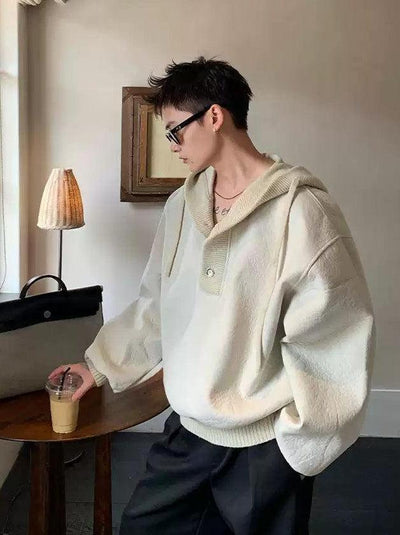 Cui Half-Buttoned Ribbed Hem Hoodie-korean-fashion-Hoodie-Cui's Closet-OH Garments