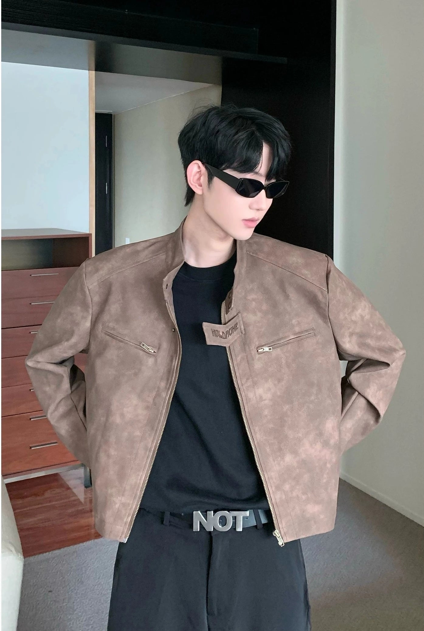 Cui Hazy Shoulder Pad Moto PU Leather Jacket-korean-fashion-Jacket-Cui's Closet-OH Garments