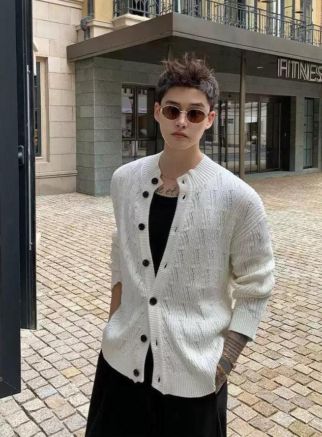 Cui Hollowed Knit Pattern Cardigan-korean-fashion-Cardigan-Cui's Closet-OH Garments