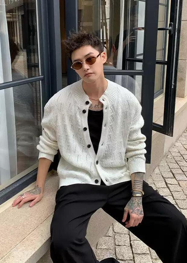 Cui Hollowed Knit Pattern Cardigan-korean-fashion-Cardigan-Cui's Closet-OH Garments