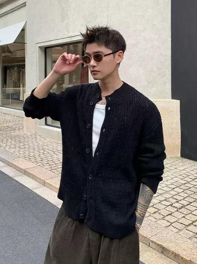 Cui Hollowed Knit Pattern Cardigan-korean-fashion-Cardigan-Cui's Closet-OH Garments