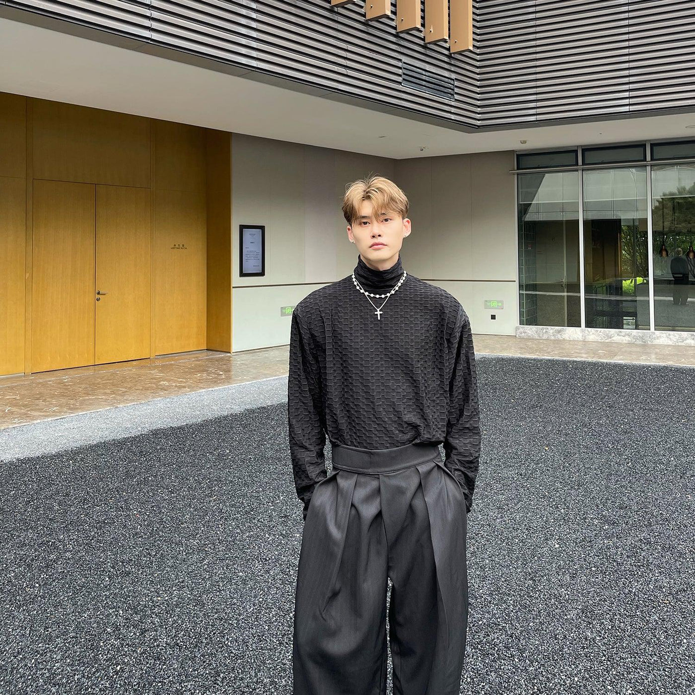 Cui Honeycomb Textured Mockneck-korean-fashion-Turtleneck-Cui's Closet-OH Garments