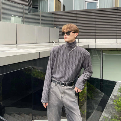 Cui Honeycomb Textured Mockneck-korean-fashion-Turtleneck-Cui's Closet-OH Garments