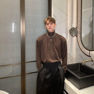 Cui Honeycomb Textured Mockneck-korean-fashion-Turtleneck-Cui's Closet-OH Garments