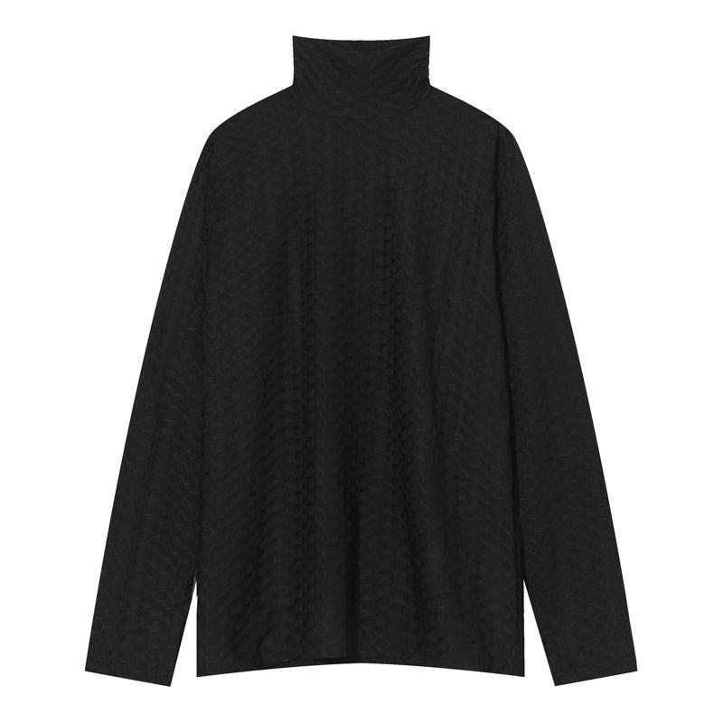Cui Honeycomb Textured Mockneck-korean-fashion-Turtleneck-Cui's Closet-OH Garments