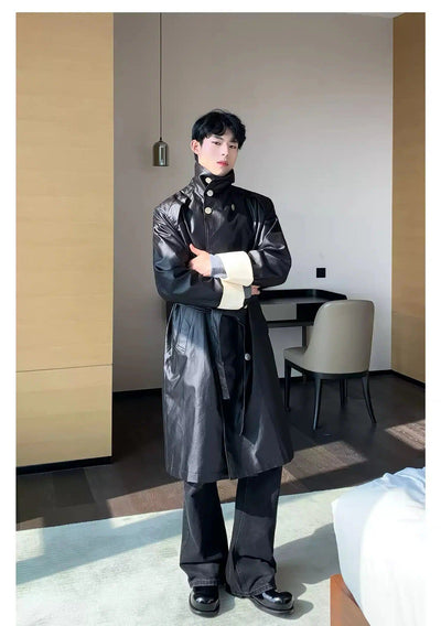 Cui Huge Buttons Leather Long Coat-korean-fashion-Long Coat-Cui's Closet-OH Garments