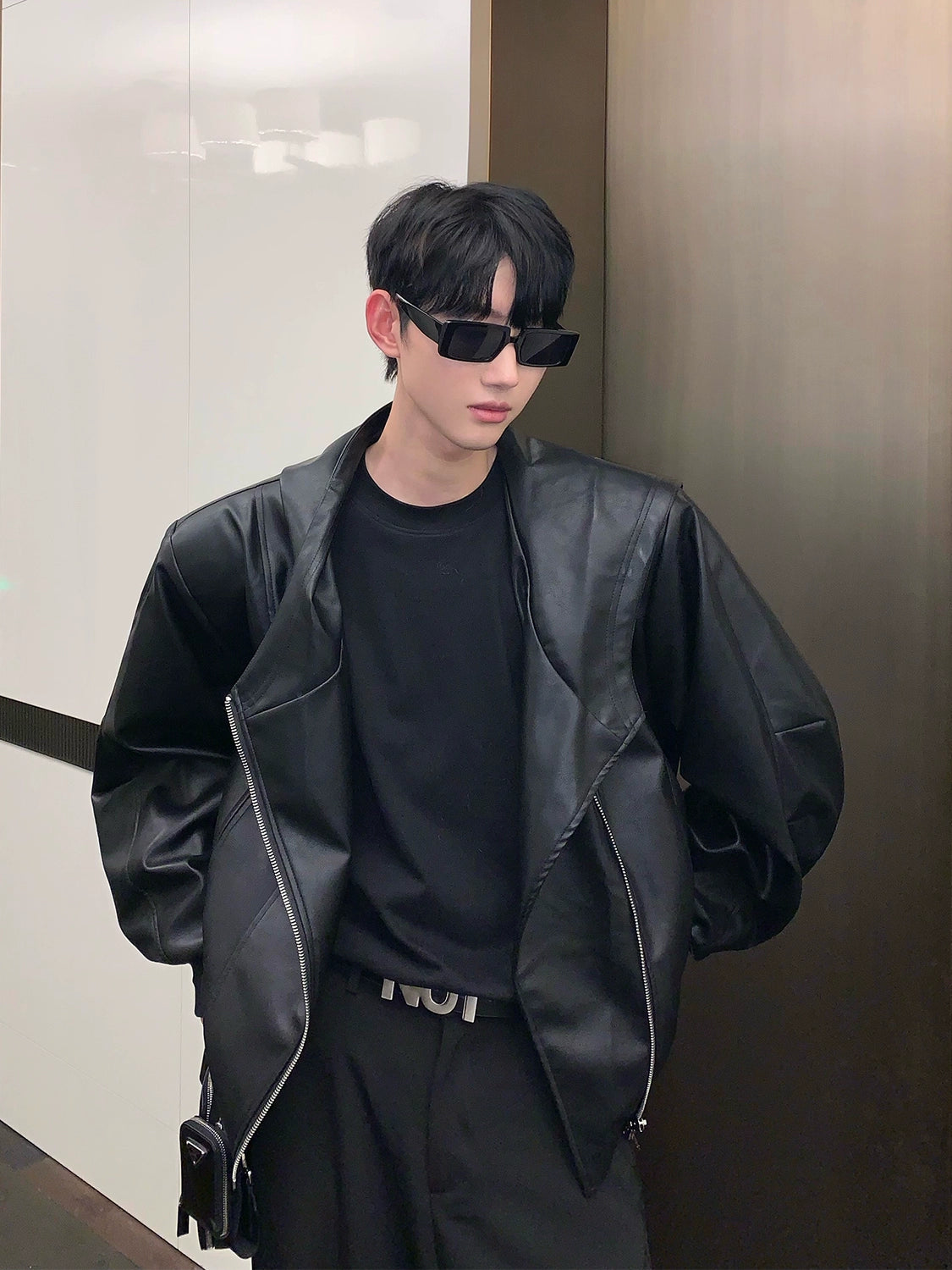 Cui Irregular Chic Faux Leather Jacket-korean-fashion-Jacket-Cui's Closet-OH Garments
