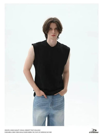 Cui Irregular Neckline Tank Top-korean-fashion-Vest-Cui's Closet-OH Garments