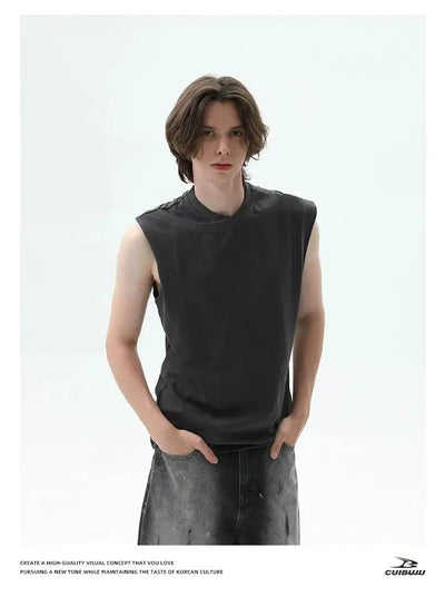 Cui Irregular Neckline Tank Top-korean-fashion-Vest-Cui's Closet-OH Garments