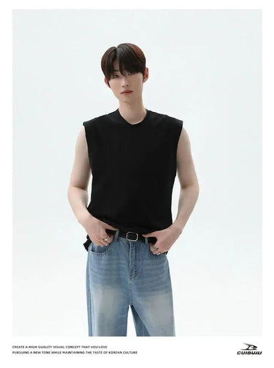 Cui Irregular Neckline Tank Top-korean-fashion-Vest-Cui's Closet-OH Garments