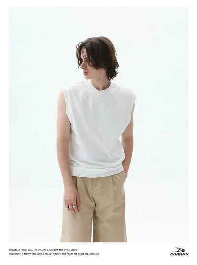 Cui Irregular Neckline Tank Top-korean-fashion-Vest-Cui's Closet-OH Garments