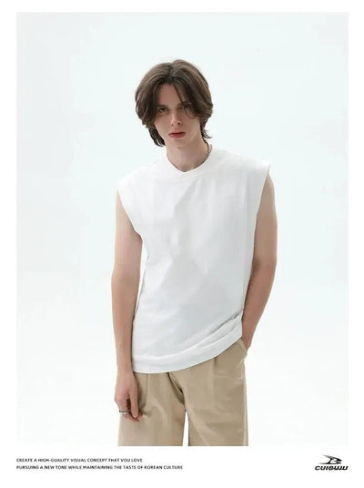 Cui Irregular Neckline Tank Top-korean-fashion-Vest-Cui's Closet-OH Garments