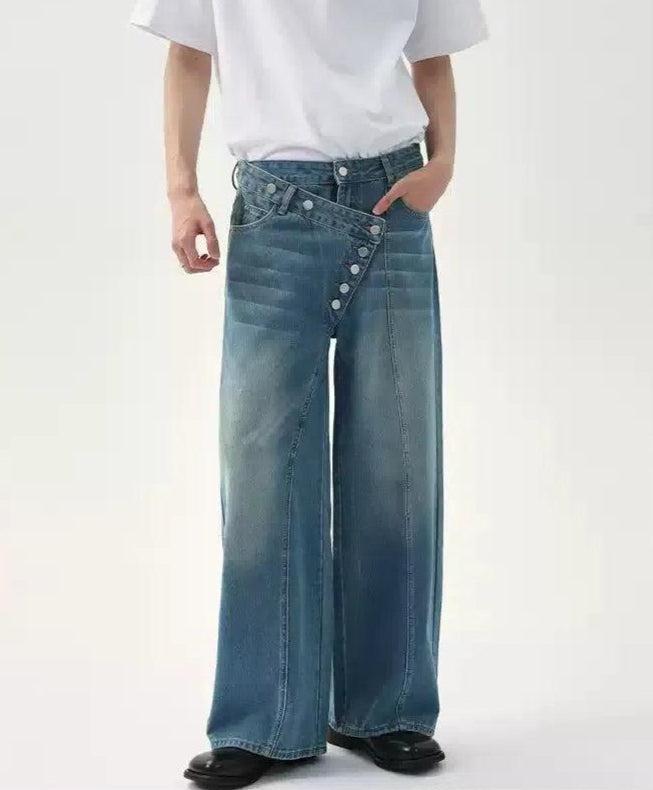 Cui Irregular Side Link Jeans-korean-fashion-Jeans-Cui's Closet-OH Garments