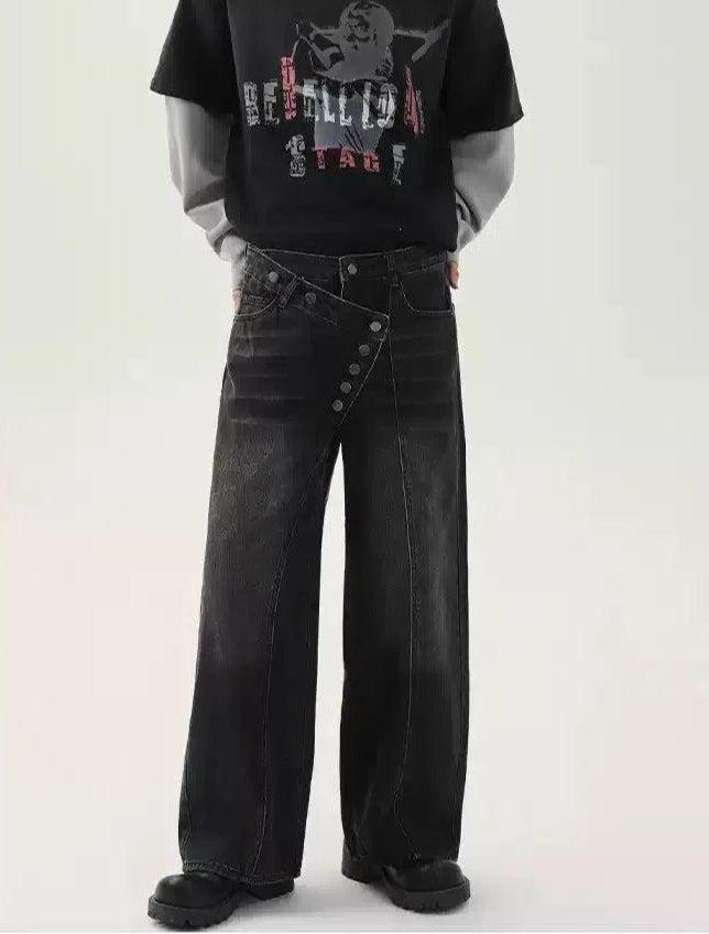 Cui Irregular Side Link Jeans-korean-fashion-Jeans-Cui's Closet-OH Garments