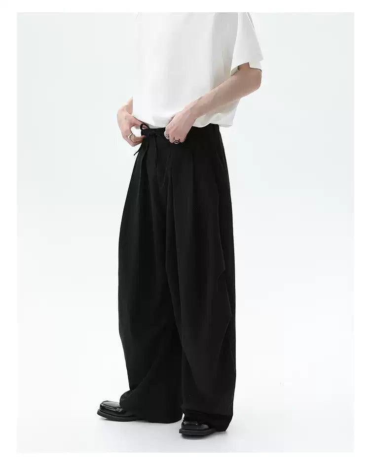 Cui Lace-Up Pleated Wide Trousers-korean-fashion-Trousers-Cui's Closet-OH Garments