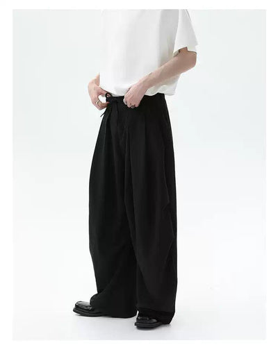 Cui Lace-Up Pleated Wide Trousers-korean-fashion-Trousers-Cui's Closet-OH Garments