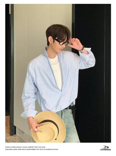 Cui Layered Stripe L/S Shirt-korean-fashion-Shirt-Cui's Closet-OH Garments