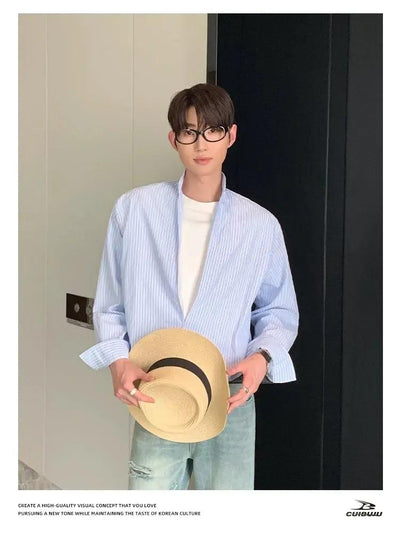 Cui Layered Stripe L/S Shirt-korean-fashion-Shirt-Cui's Closet-OH Garments
