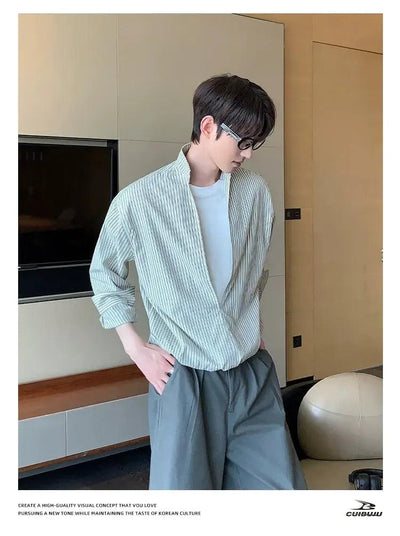 Cui Layered Stripe L/S Shirt-korean-fashion-Shirt-Cui's Closet-OH Garments