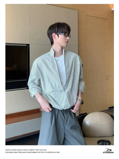 Cui Layered Stripe L/S Shirt-korean-fashion-Shirt-Cui's Closet-OH Garments