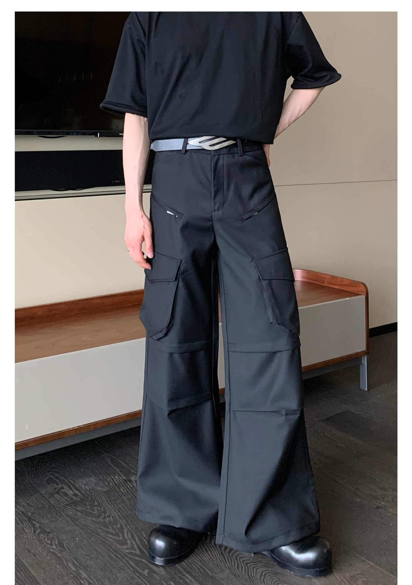 Cui Lined Detail Cargo Cargo Pants-korean-fashion-Pants-Cui's Closet-OH Garments